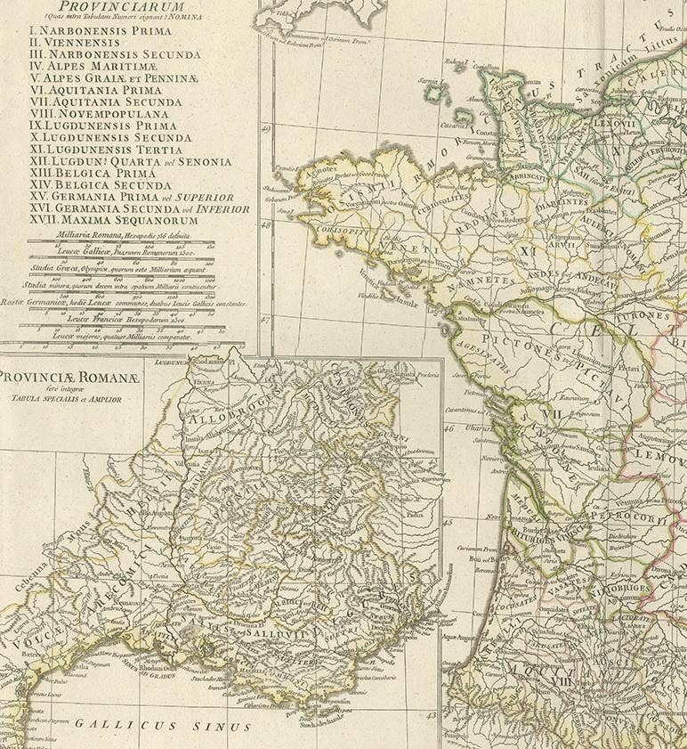 Antique Map of France in Ancient Roman Times by d'Anville, c.1795