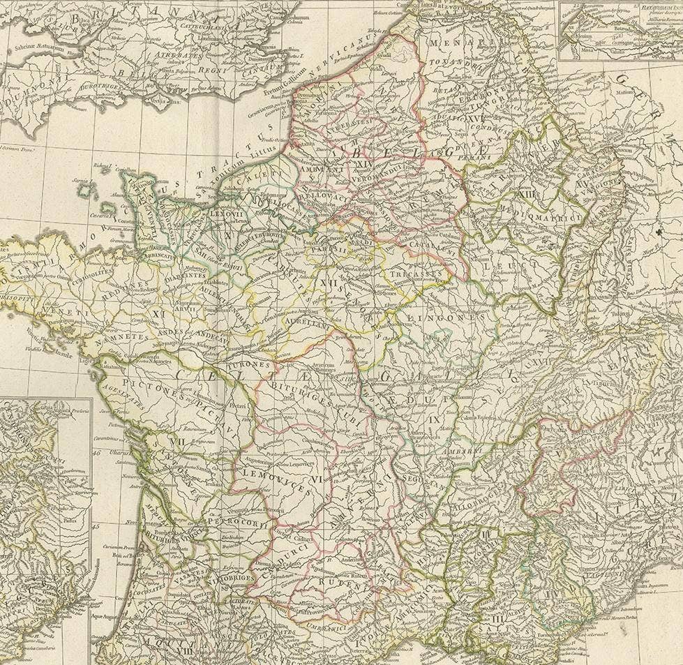 Antique Map of France in Ancient Roman Times by d'Anville, c.1795