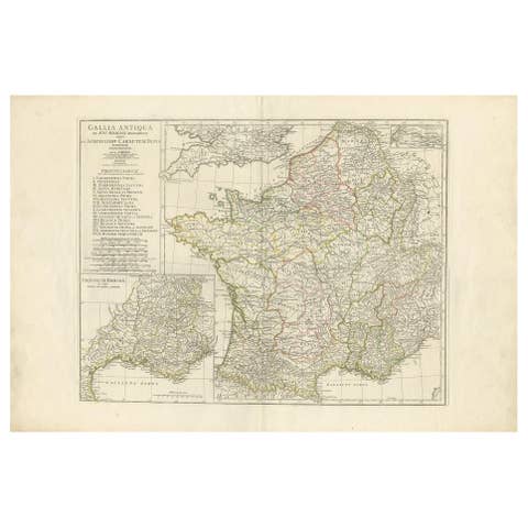 Antique Map of France in Ancient Roman Times by d'Anville, c.1795