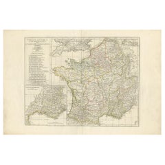 Antike Karte von Frankreich in der antiken römischen Antike von d'Anville, um 1795