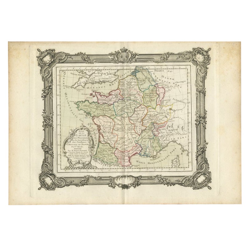 Carte ancienne de la France au 5e siècle par Zannoni, 1765