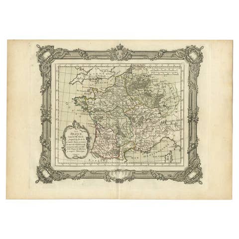 Antique Map of France in the 7th Century by Zannoni, 1765
