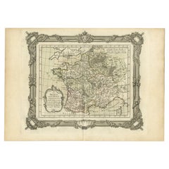 Carte ancienne de la France au 7e siècle par Zannoni, 1765