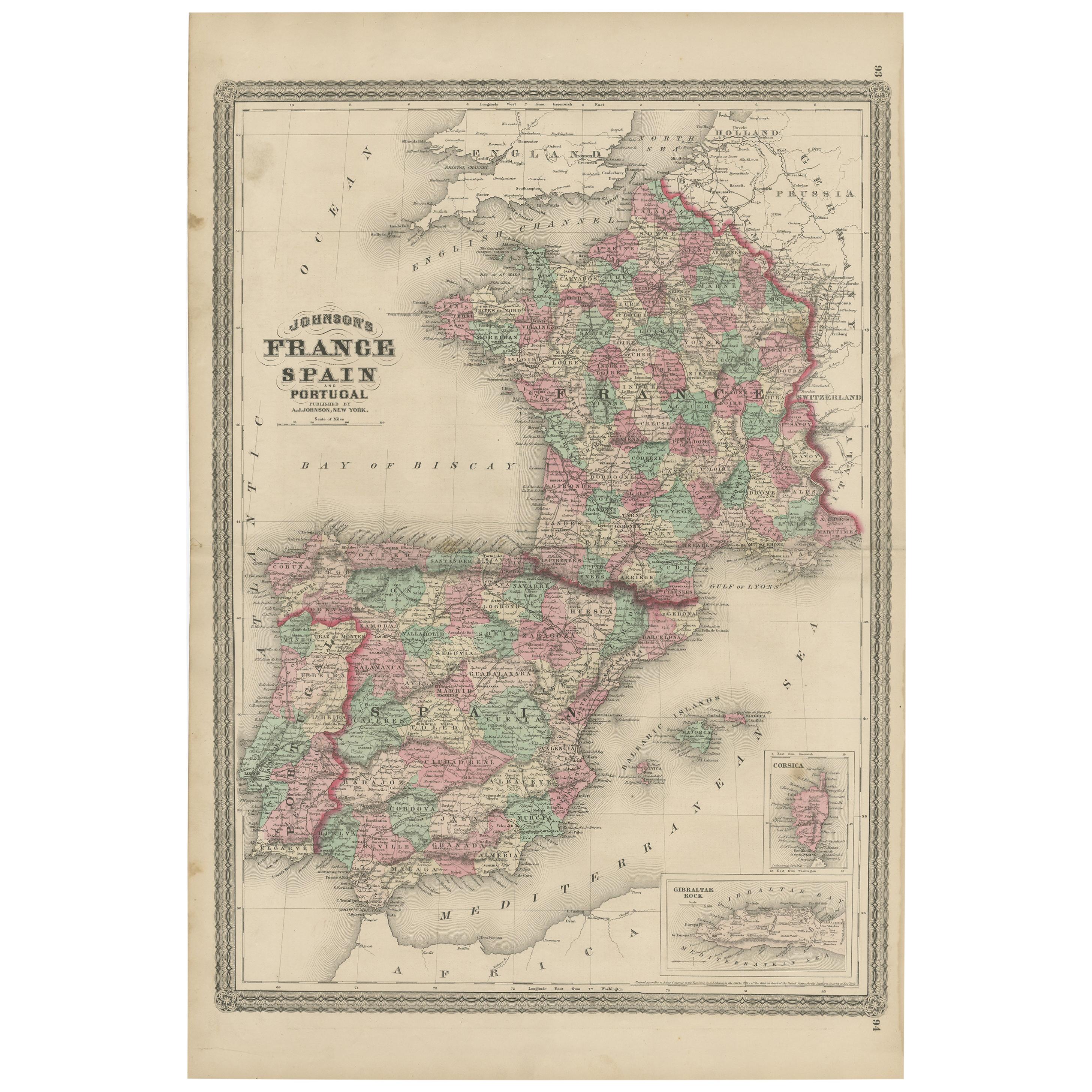 1872 Old Vintage Greece map Fullarton ca 