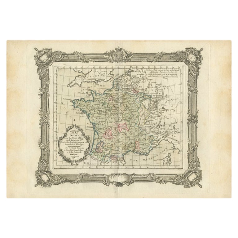 Carta geografica antica della Francia sotto il regno di Enrico e Francesco II di Zannoni, 1765