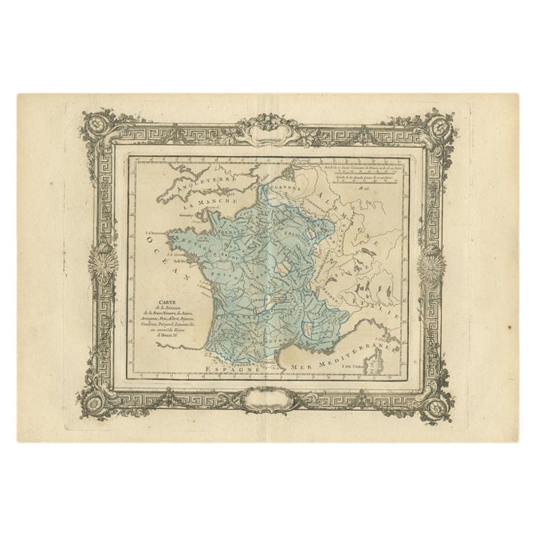 Mapa antiguo de Francia bajo el reinado de Enrique IV por Zannoni, 1765