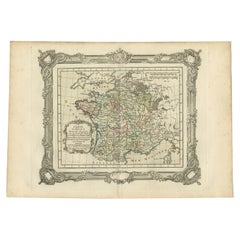 Carte ancienne de France sous le règne de Louis XI par Zannoni, 1765