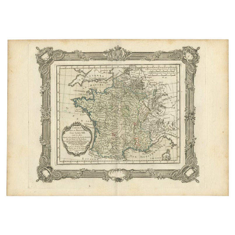 Carta geografica antica della Francia sotto il regno di Luigi XIII di Zannoni, 1765