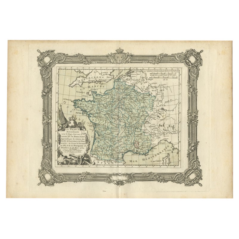 Carte ancienne de la France sous le règne de Louis XV par Zannoni, 1765