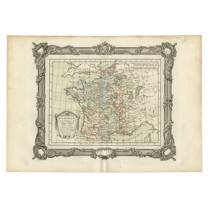 Carta geografica antica della Francia sotto il regno di Filippo II di Zannoni, 1765