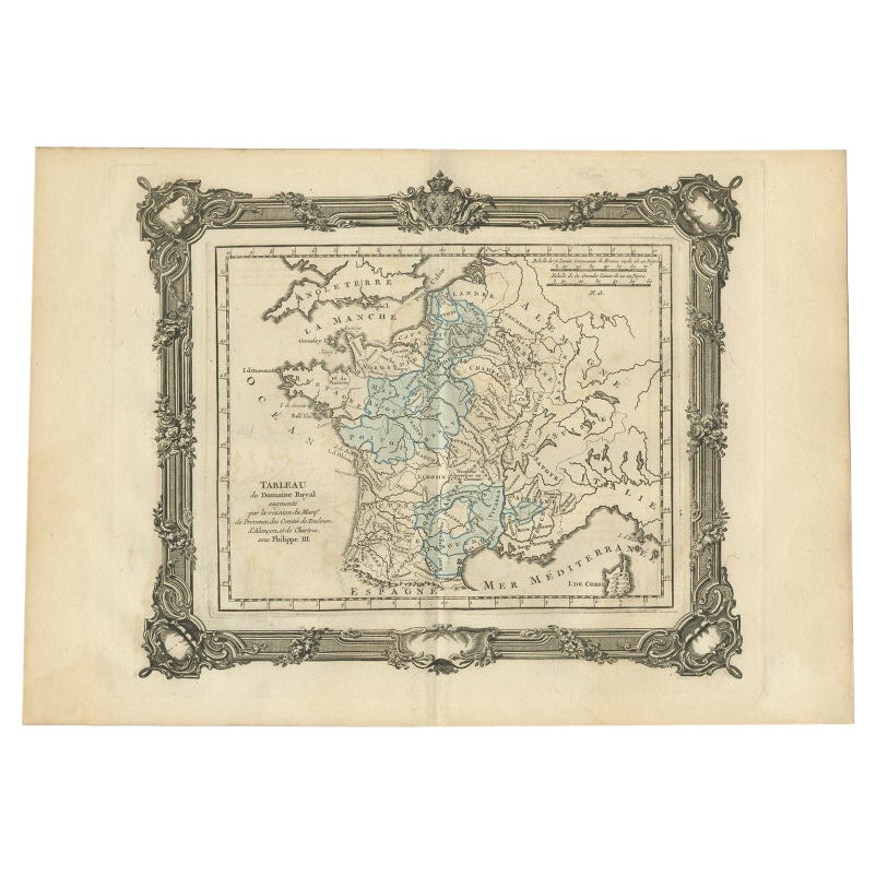 Carte ancienne de France sous le règne de Philip III par Zannoni, 1765