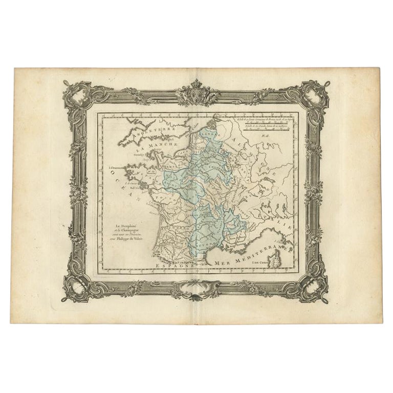 Carte ancienne de la France sous le règne de Philippe VI par Zannoni, 1765