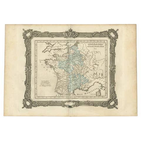 Antique Map of France under the Reign of Philip VI by Zannoni, 1765