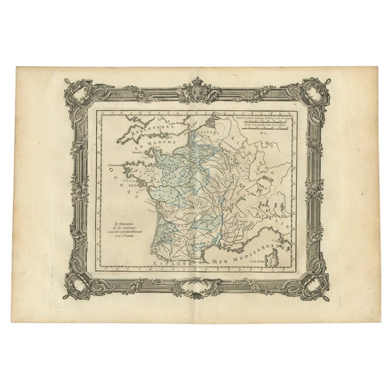 Carte ancienne de la France sous le règne de Saint-Louis par Zannoni, 1765