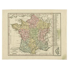 Antique Map of France with an Inset Map of the Island of Corsica, c.1820