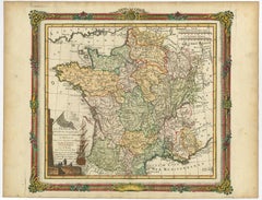 Antique Map of France with Decorative Border, 1766