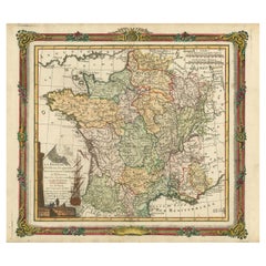 Carte ancienne de la France avec bordure décorative, 1766