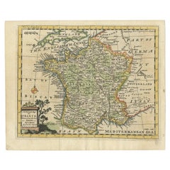 Carte ancienne de France avec les canaux anglais, 1754