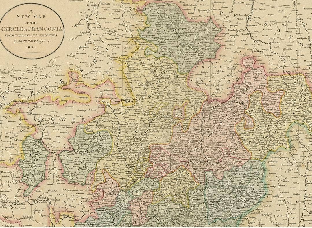 Antique Map of Franconia, a region of Germany, '1811'