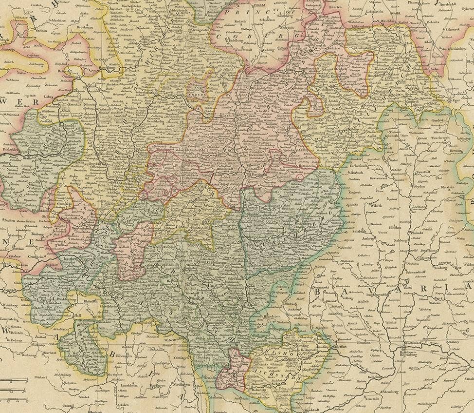 Antique Map of Franconia, a region of Germany, '1811'