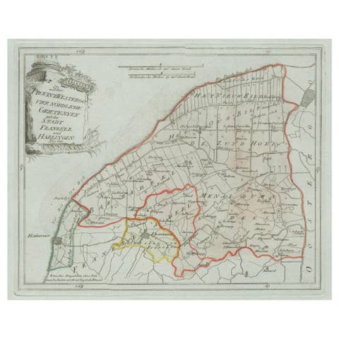 Antique Map of Franeker and Harlingen, Friesland by von Reilly, 1791