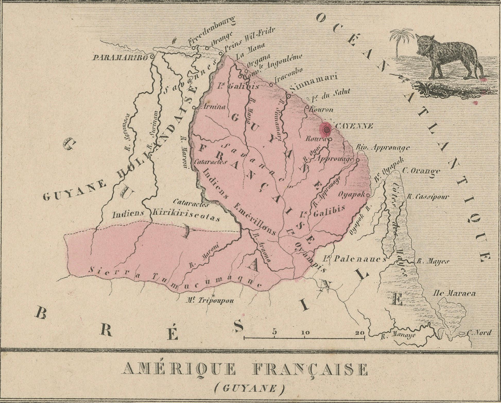 Paper Antique Map of French Colonies – La France, 19th Century For Sale