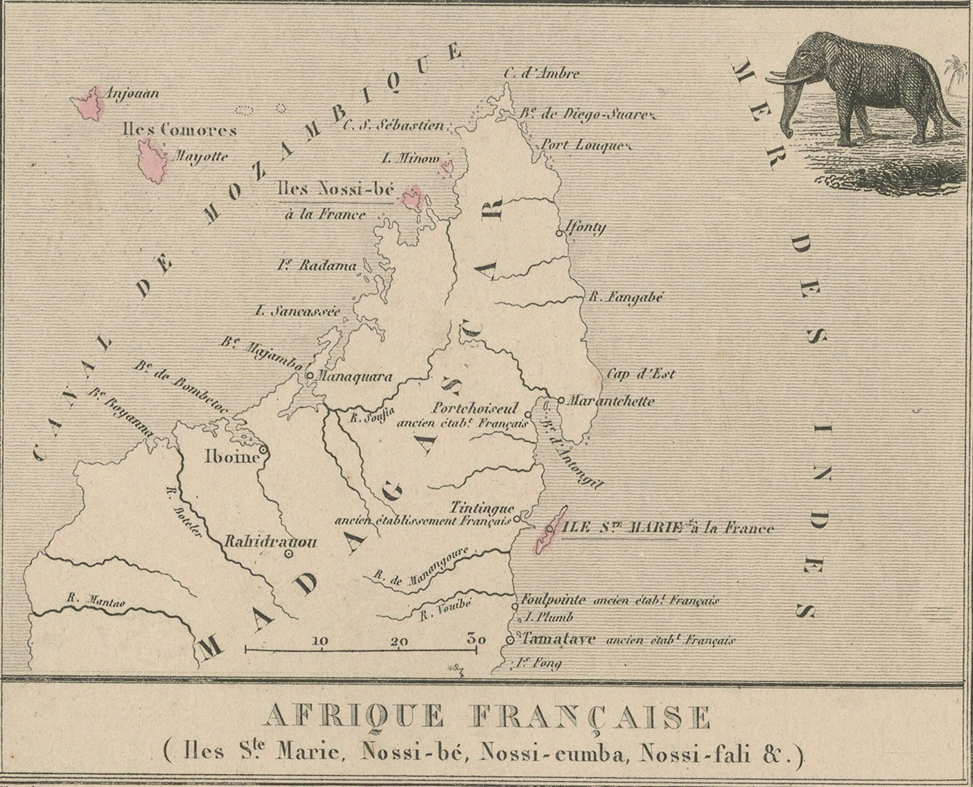 Antique Map of French Colonies – La France, 19th Century For Sale 1