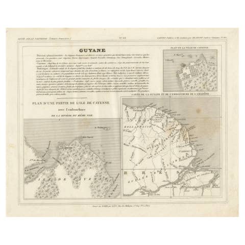 Antique Map of French Guiana and Cayenne – Circa 1835