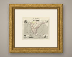 Antique Map of French India, Pondichery and Chandernagor, circa 1860