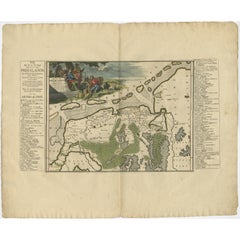 Antique Map of Friesland after the Floods of the 13th Century, 1718