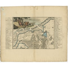 Antique Map of Friesland after the Floods of the 13th Century, 1718