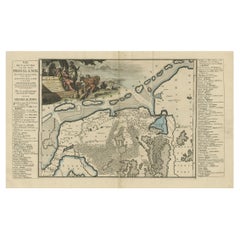 Carte ancienne du Friesland d'après les Floods du 13e siècle, 1718