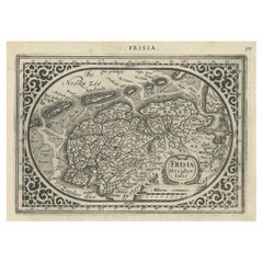 Carte ancienne du Friesland et de Groningen, provinces des Pays-Bas, 1628