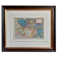Carte ancienne du Friesland par Bussemacher dans un cadre, vers 1592