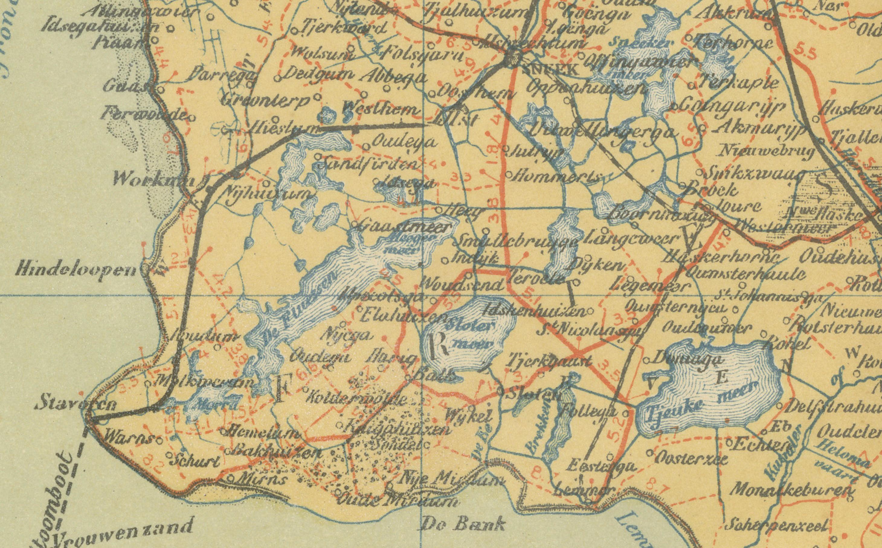 Carte ancienne de la Frise et de Groningue - Sleeswijk Atlas Dutch Provinces, 1914 en vente 6