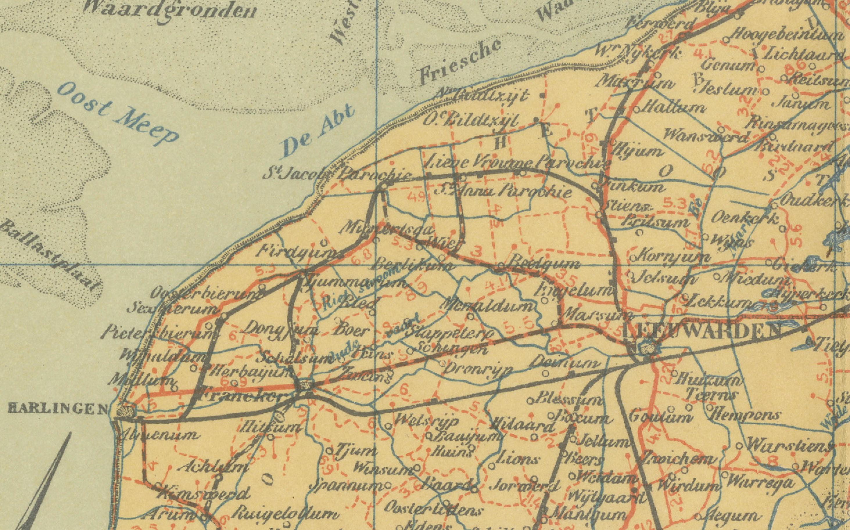 Carte ancienne de la Frise et de Groningue - Sleeswijk Atlas Dutch Provinces, 1914 en vente 7