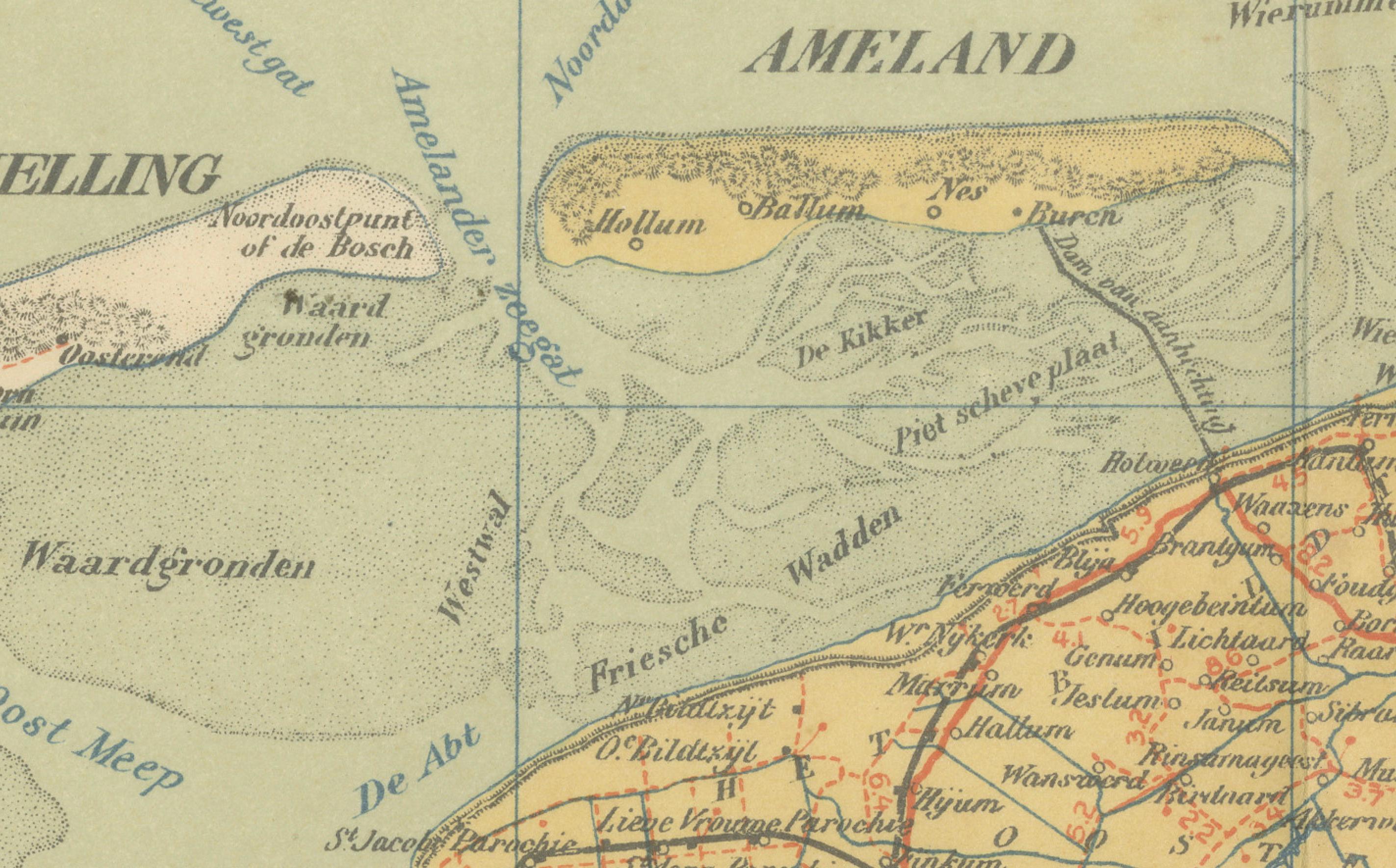 Néerlandais Carte ancienne de la Frise et de Groningue - Sleeswijk Atlas Dutch Provinces, 1914 en vente