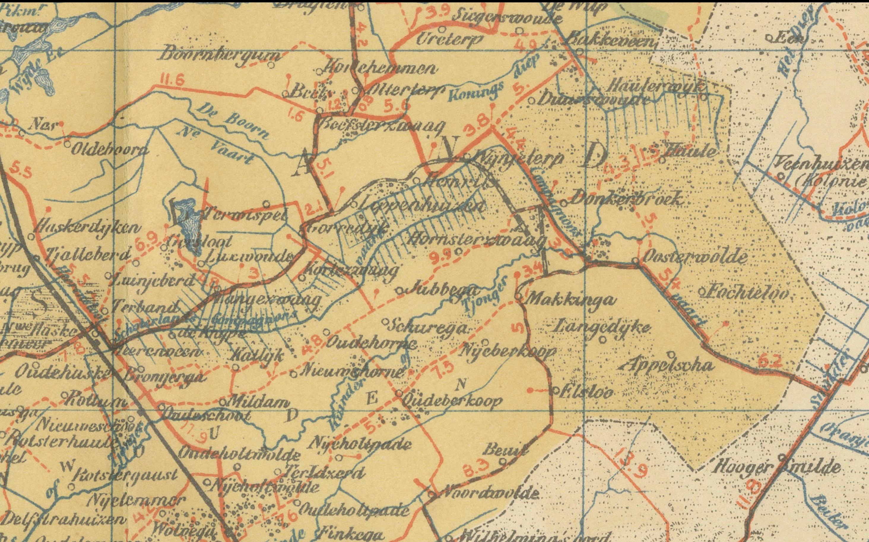 Papier Carte ancienne de la Frise et de Groningue - Sleeswijk Atlas Dutch Provinces, 1914 en vente
