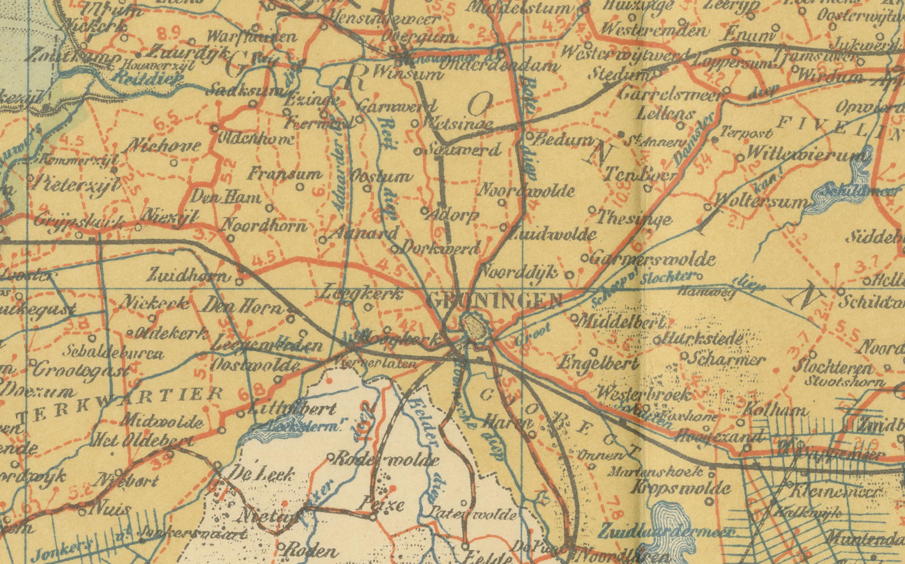 Carte ancienne de la Frise et de Groningue - Sleeswijk Atlas Dutch Provinces, 1914 en vente 1