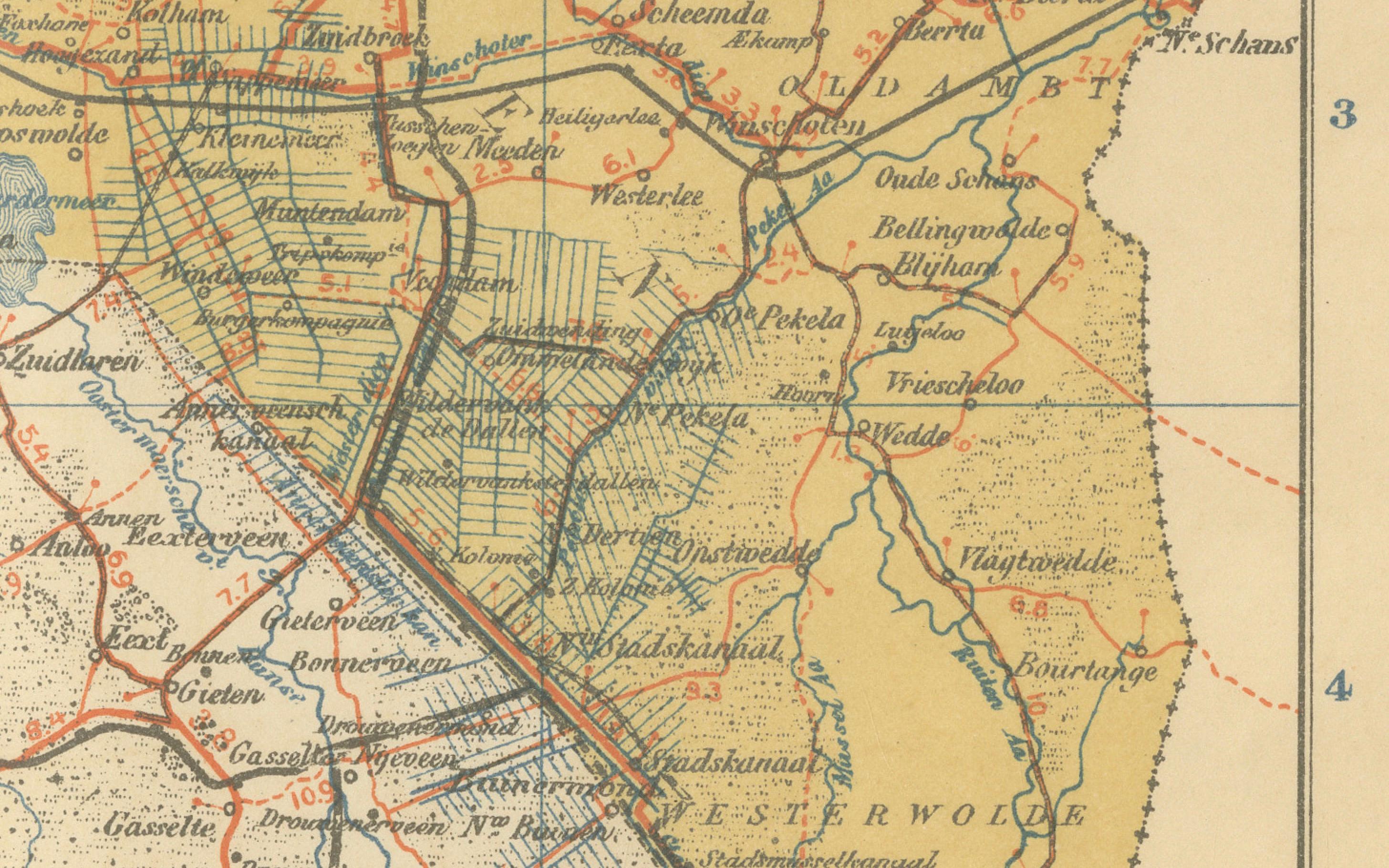 Carte ancienne de la Frise et de Groningue - Sleeswijk Atlas Dutch Provinces, 1914 en vente 3