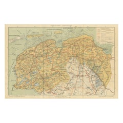Antique Map of Friesland & Groningen – Sleeswijk Atlas Dutch Provinces, 1914