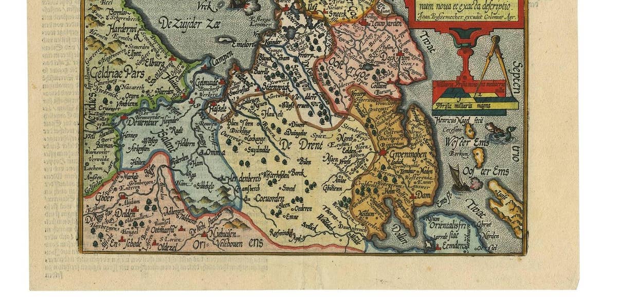 Antique Map of Friesland 'The Netherlands' by J. Bussemacher, 1596