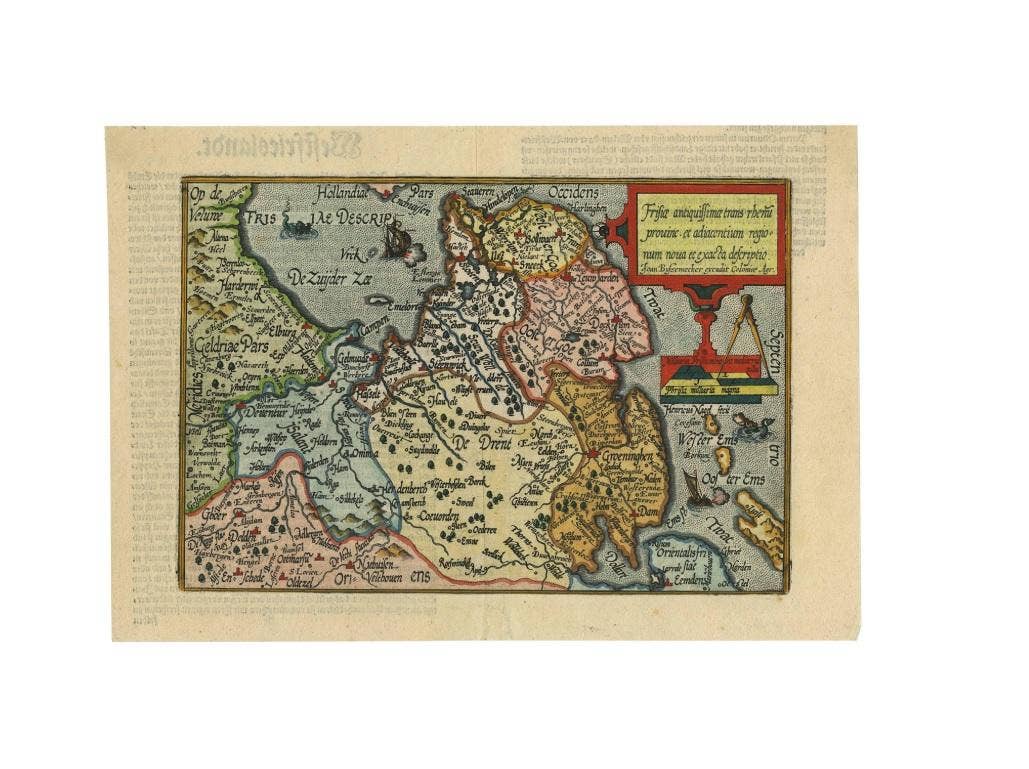 Antique Map of Friesland 'The Netherlands' by J. Bussemacher, 1596