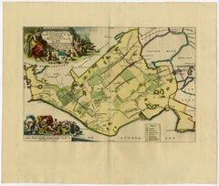 Antique Map of Gaasterland in Friesland, the Netherlands, 1718