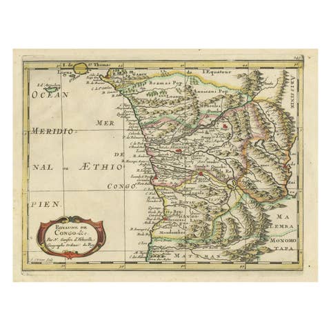 Antique Map of Gabon, Angola and the Congo Region in Africa c.1680