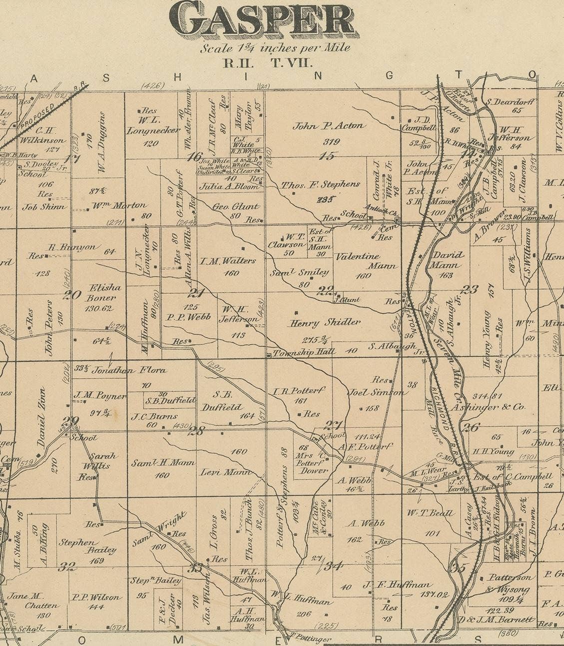 Antique Map of Gasper, Hamburg and West Elkton, 1871