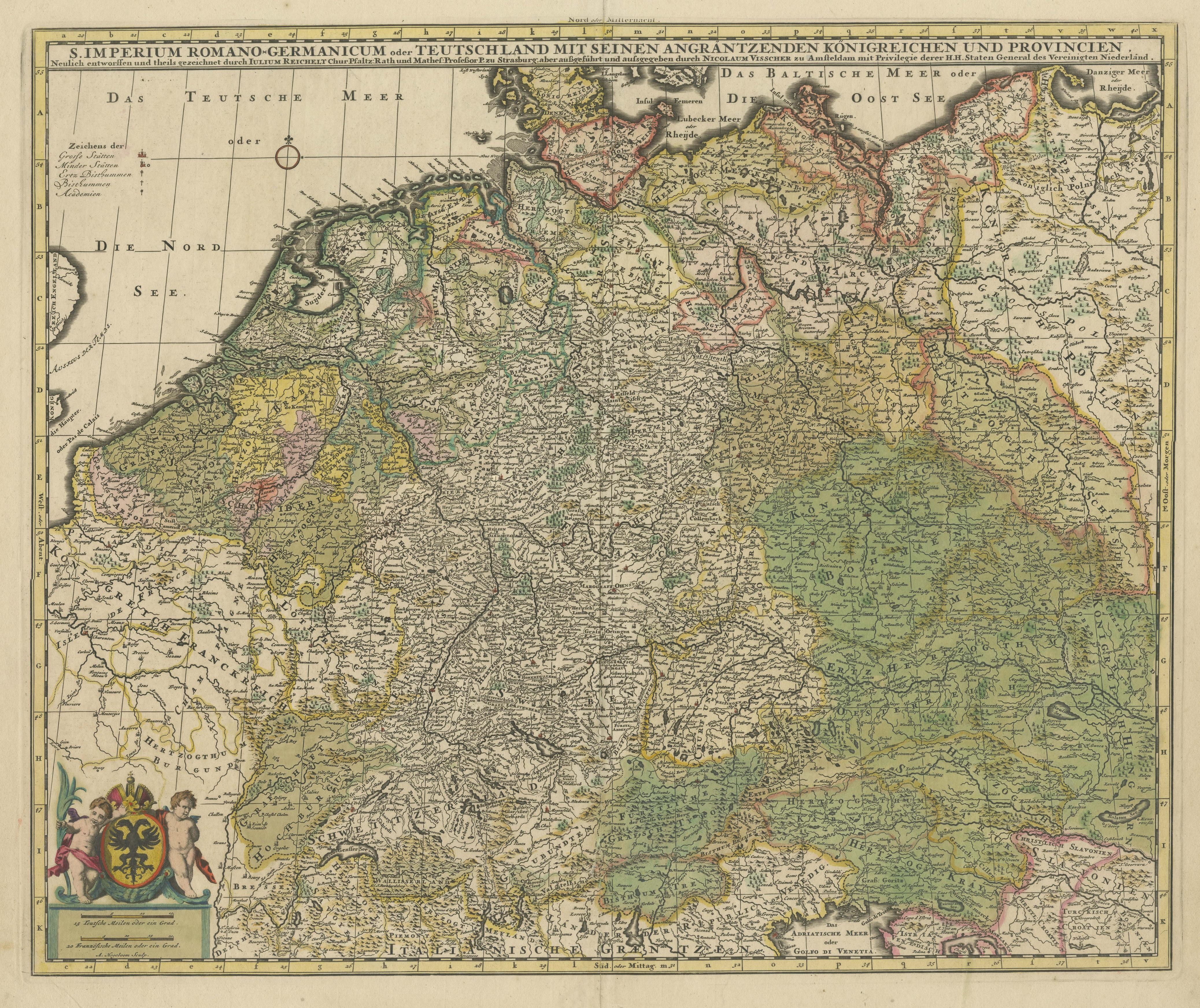 Antique Map of Germany and Central Europe In Good Condition For Sale In Langweer, NL