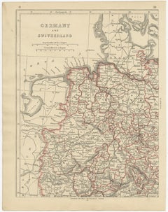 Antique Map of Germany and Switzerland by Lowry, '1852'