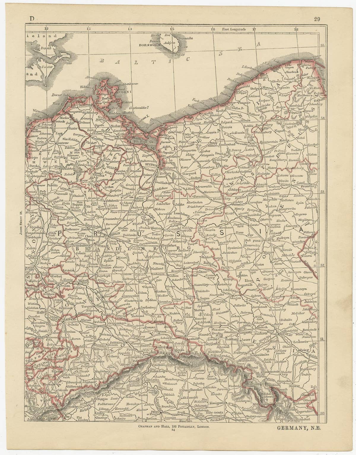 Antique Map of Germany and Switzerland by Lowry, '1852'