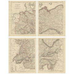 Antike Karte von Deutschland und der Schweiz von Lowry, „1852“